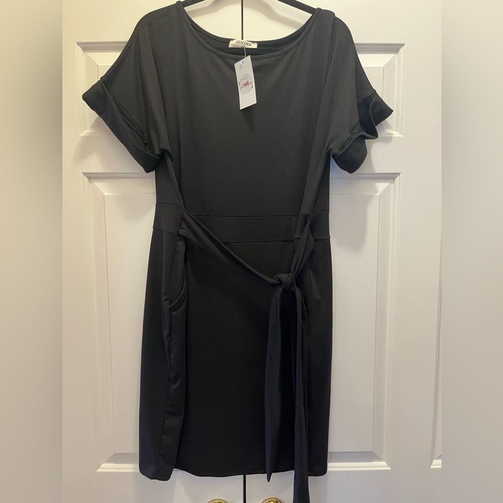 Zenana knit black dress